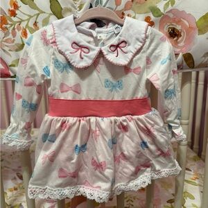 Pink and Blue Bow Print Kids One Piece